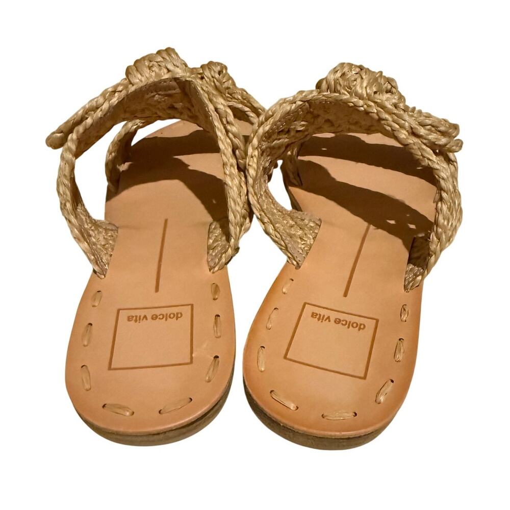 NWT Dolce Vita Dinah Light Natural Woven Raffia Bow Slide Sandals Sz. 8 - Picture 6 of 8